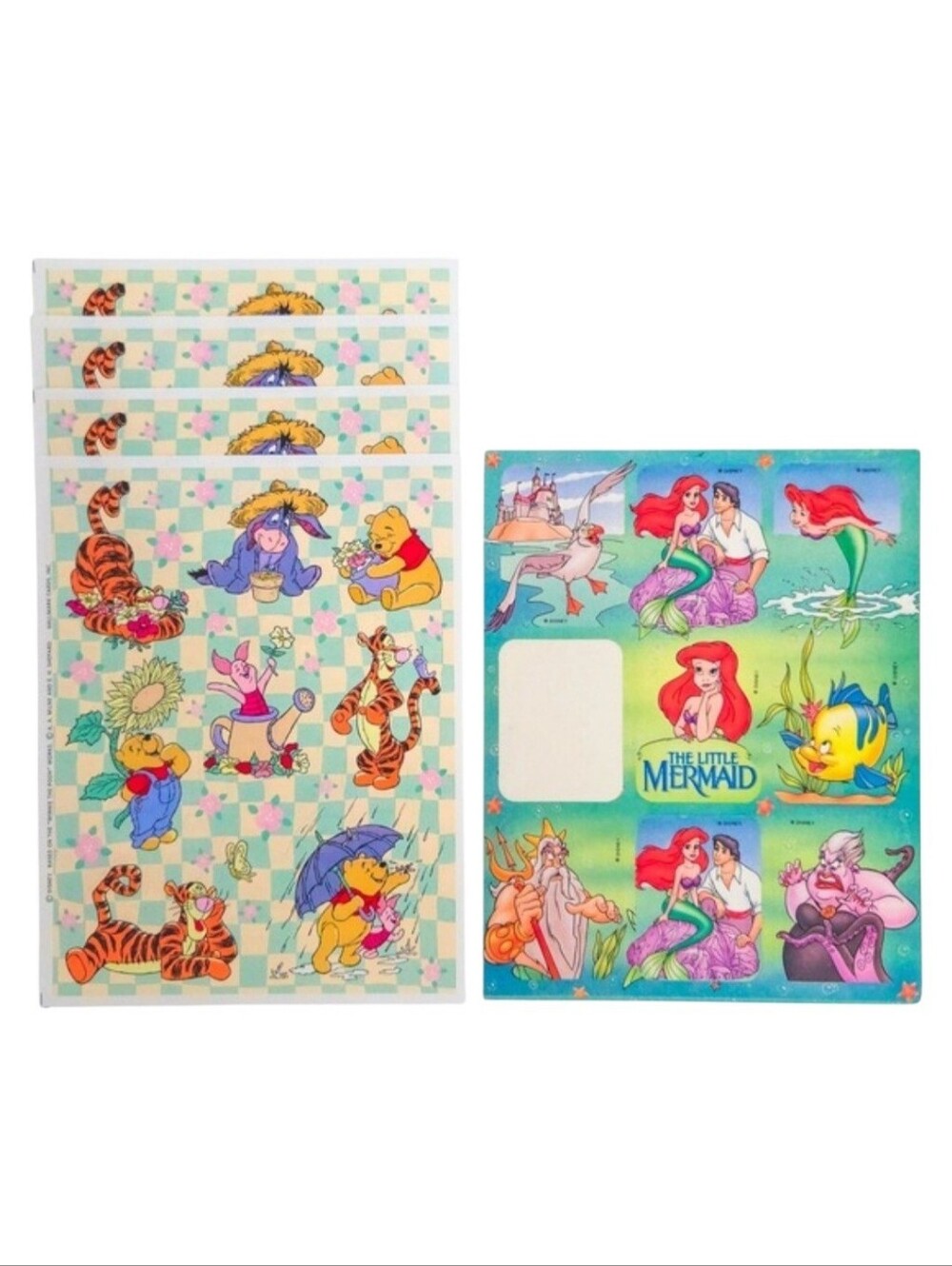 Vtg 90s Winnie the Pooh Hallmark Floral & Little Mermaid Stickers (Lot of 40)